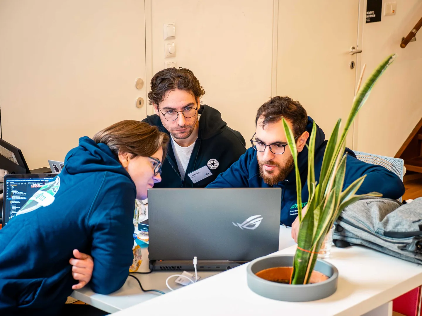 Team Nightwalkers coding at the hackathon