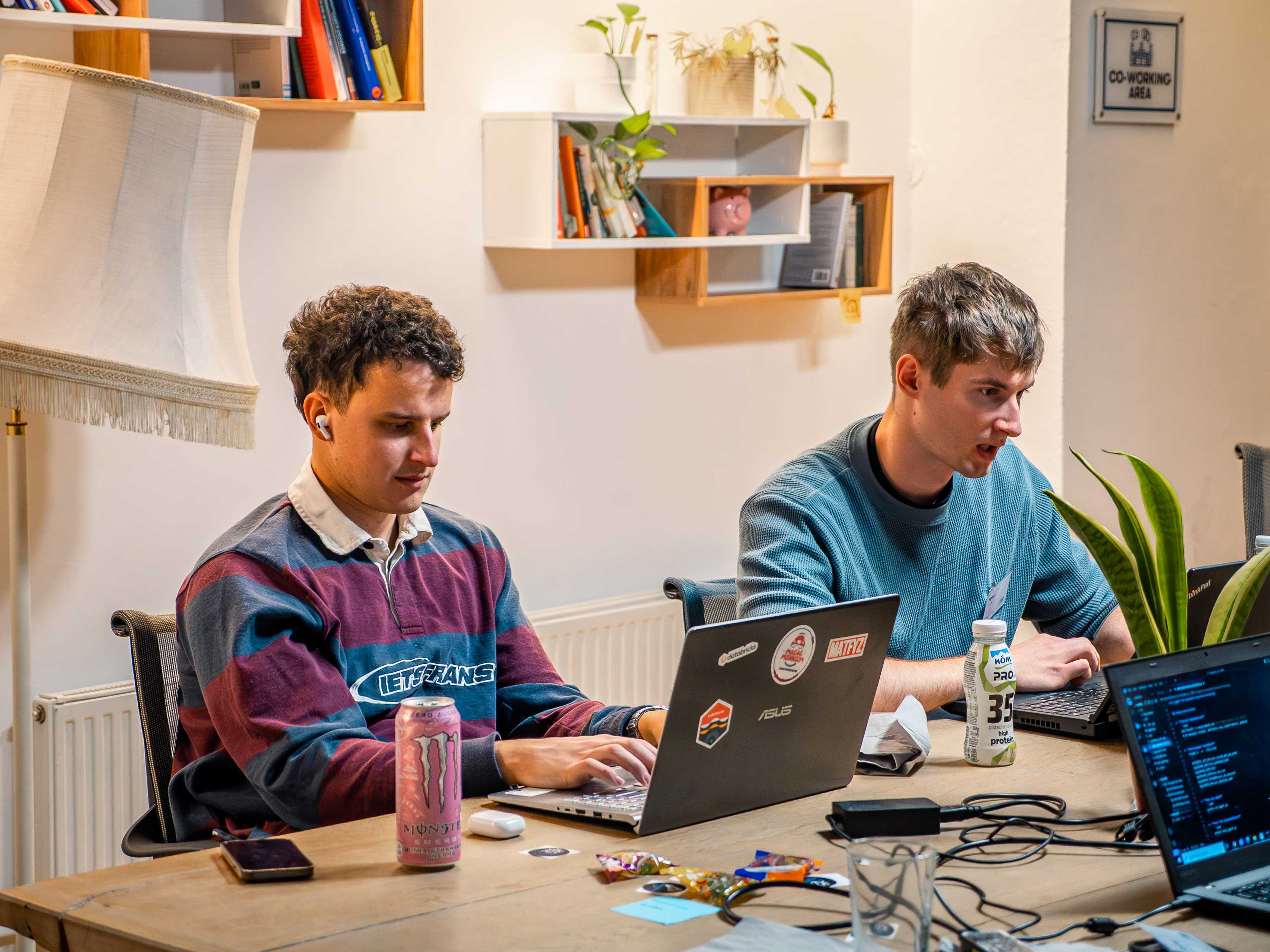 Focused coding session by a member of Team Fantasticka Stvorka