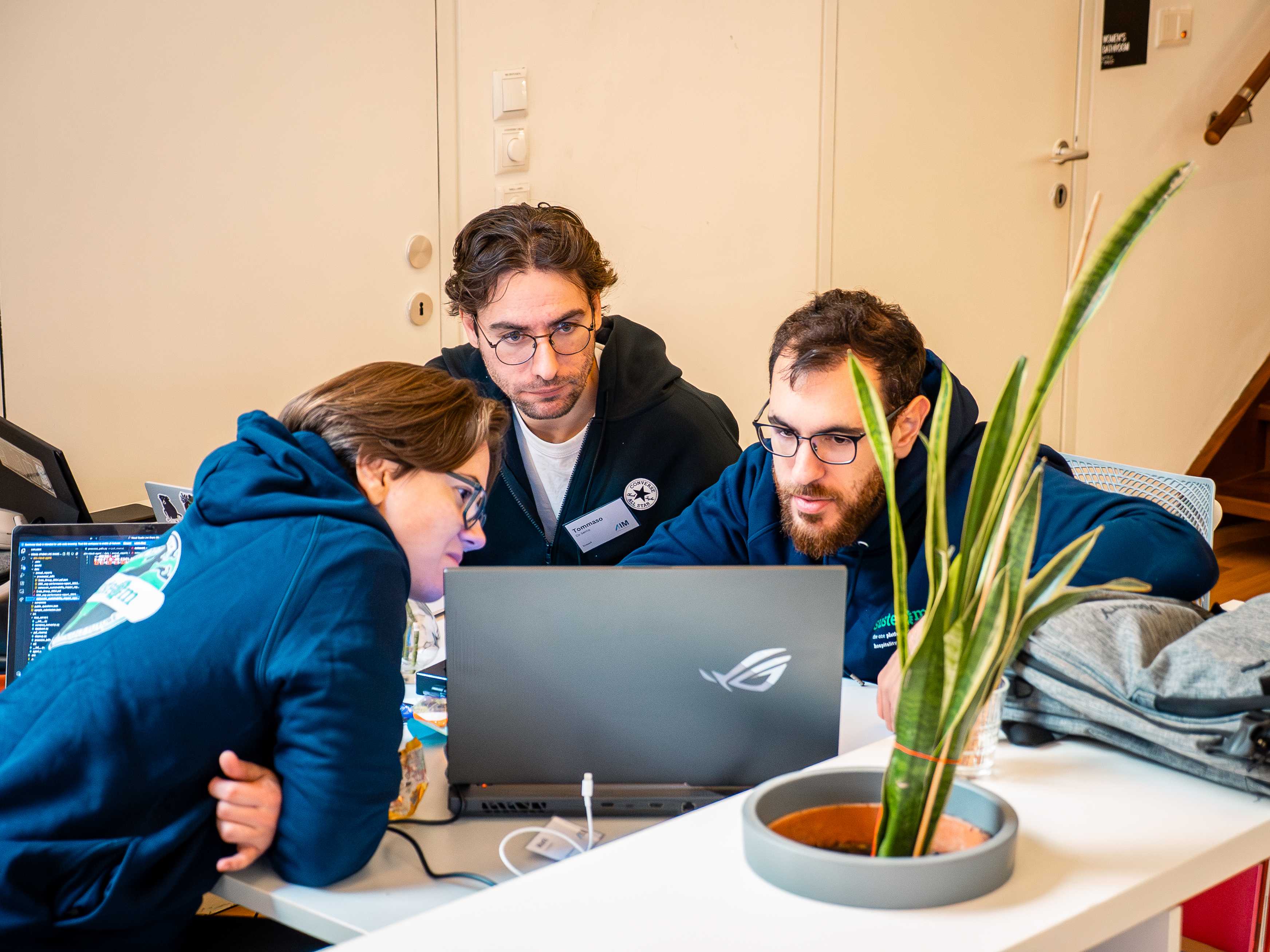 Team Nightwalkers coding at the hackathon